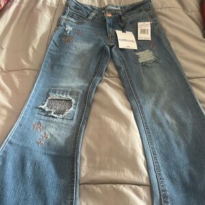 Girls Jeans .with stars . wallflower Brand .size 7.  NWT!